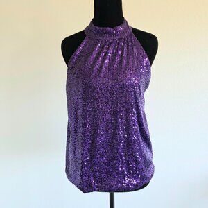 NEW Nuna Lie Sequin Top Sparkly Sleeveless Halter Party Shimmer Size M L Italy
